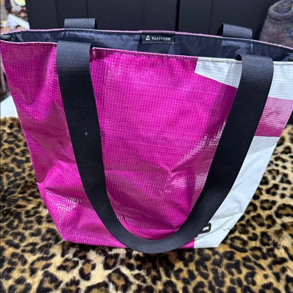 RAREFORM Stylish Pink and White Tote Bag. Made from recycled billboards. - Picture 1 of 8